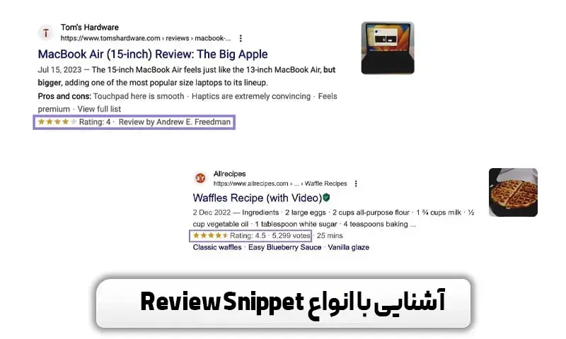آموزش Review snippets در سرچ کنسول + تصویر 5 ویژگی های Review Snippet